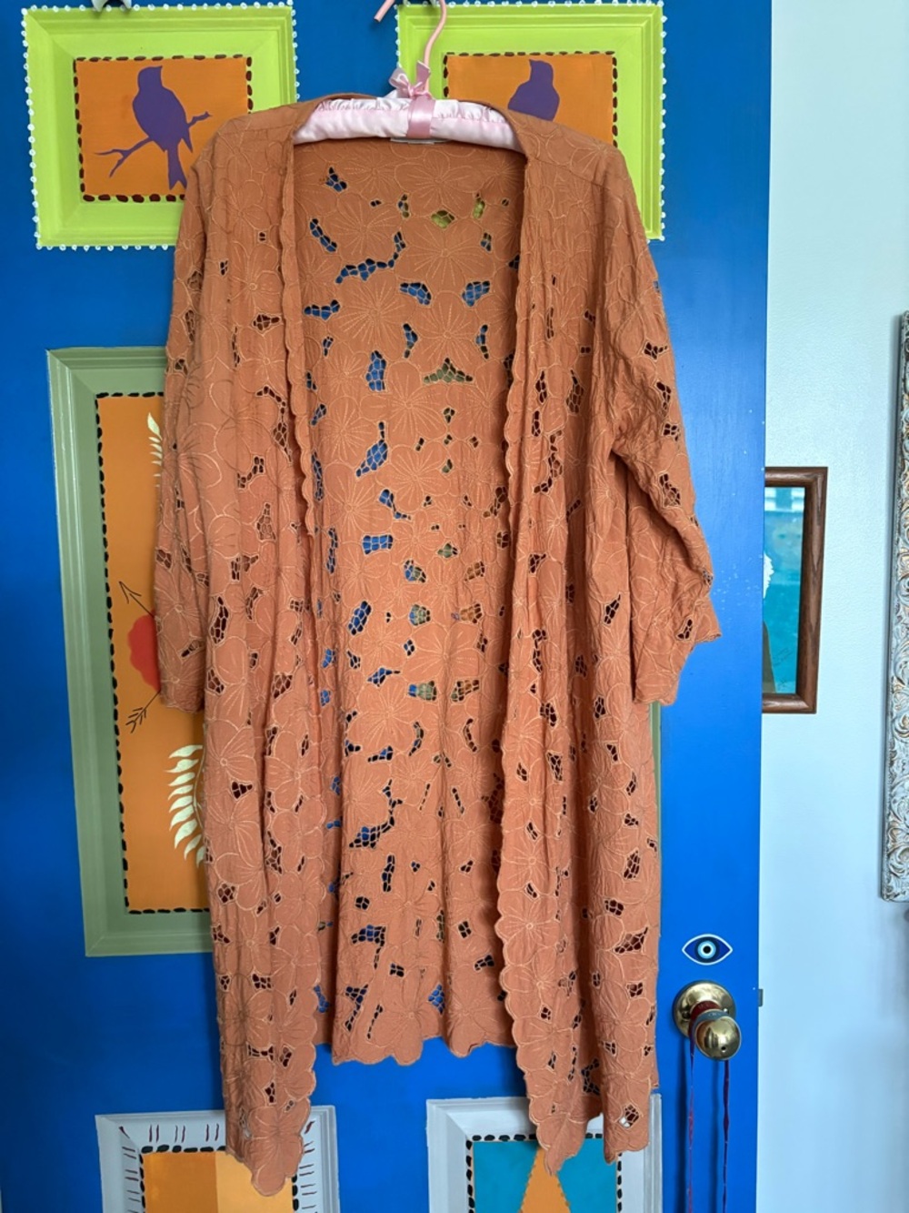 Red’s Threads Battenburg type Duster * medium